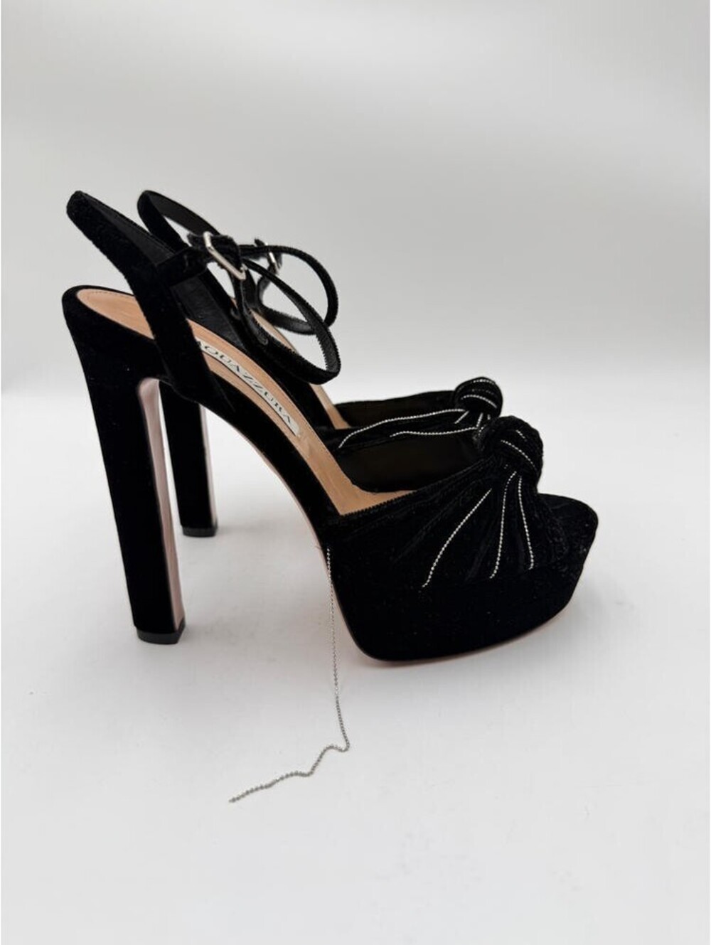 Women's Aquazzura Bow Detailed Open Toe Sandals Black Size 36.5